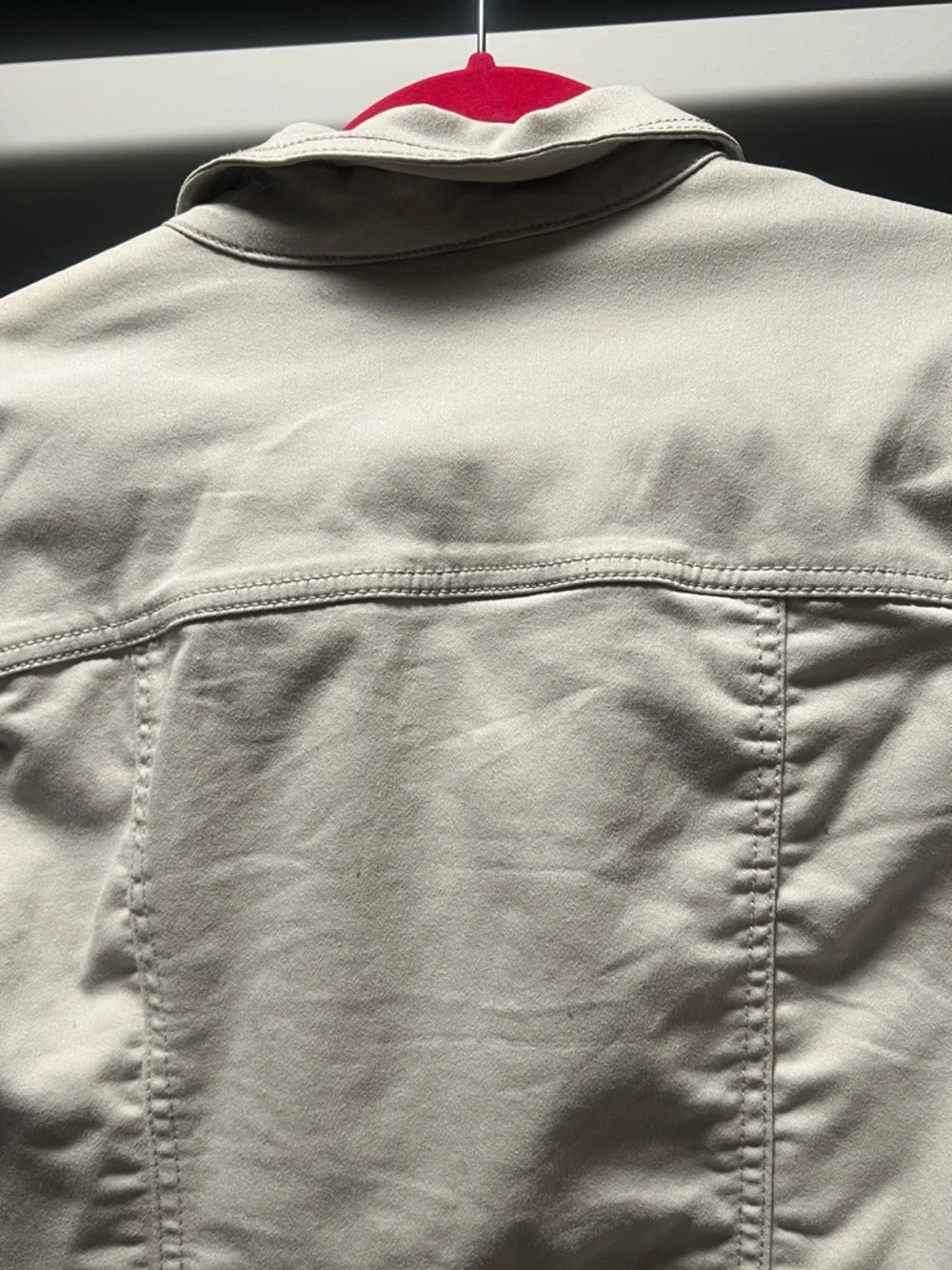 Cream Denim Jacket with Button-Front - Classic Trucker - Picture 9 of 9